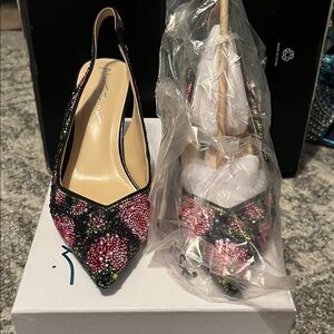 Betsey Johnson Black and Pink Embellished Heels